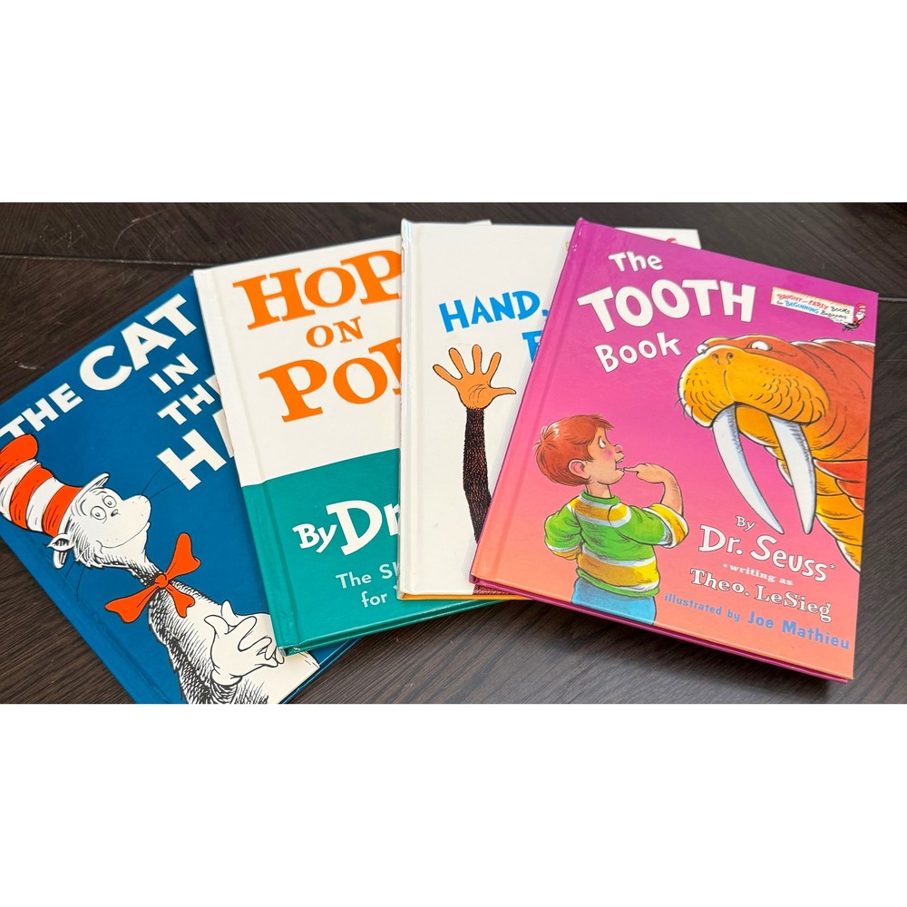 Dr Seuss Beginner Books Lot of 4 The Cat‎ in the Hat Hop on Pop The Tooth Book